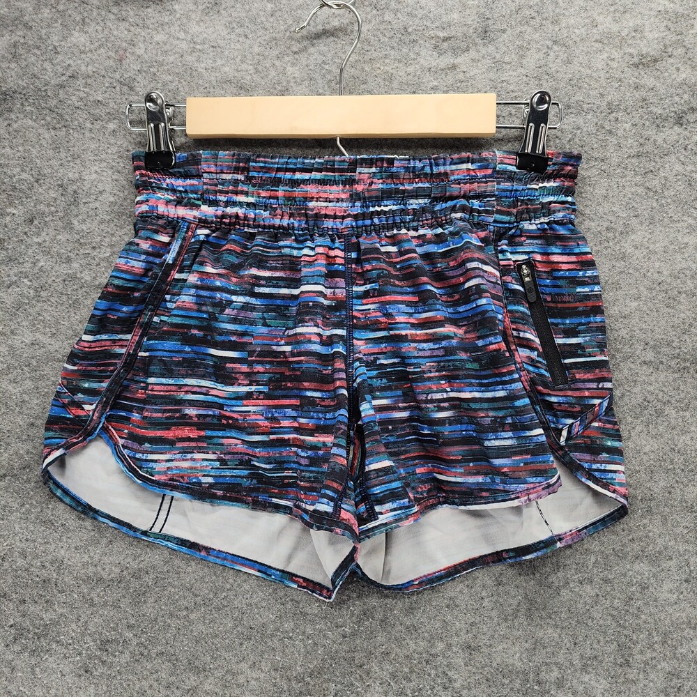 Lululemon Shorts Womens 4 Lined Running Blue Striped Yoga